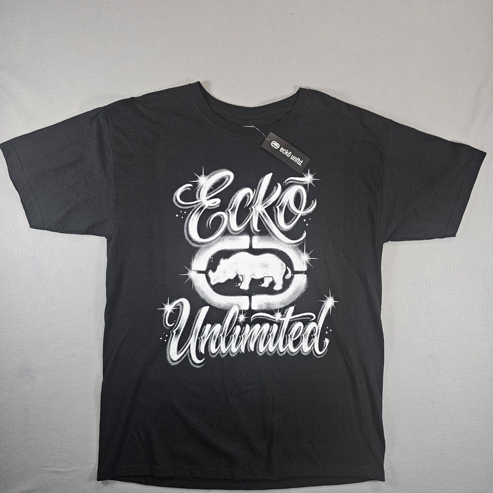 Ecko Unltd Shirt Mens Large Black Graphic Logo Tee NWT New